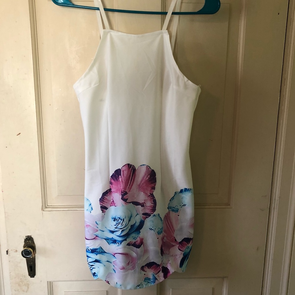 White bodycon with floral detailing